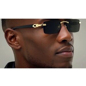 Sunglasses Square Retro Vintage Gold Accent Fashion Shades Gangster Lentes Gafas